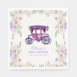 Pastel Floral Princess Carriage Girl Baby Shower  Serviette