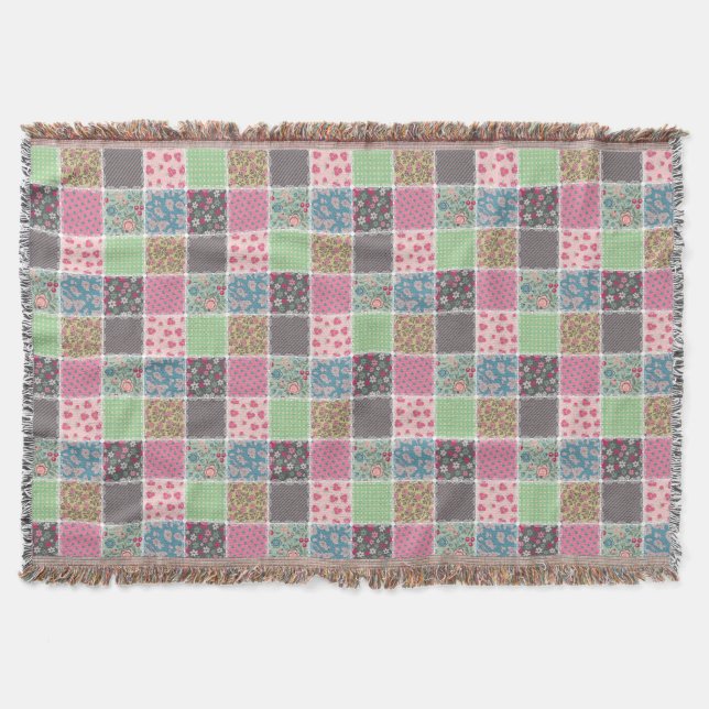 Pastel Floral Quilt Square Decke (Vorderseite)