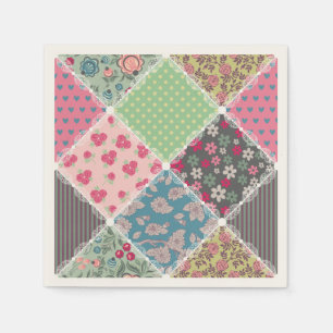 Pastel Floral Quilt Square Serviette