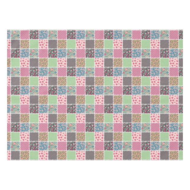 Pastel Floral Quilt Square Tischdecke (Vorderseite (Horizontal))