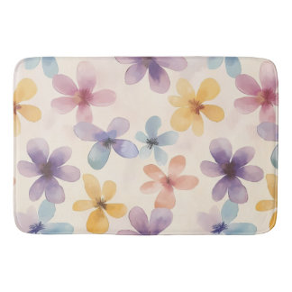 Pastel Floral Retro Hippie Blume Badematte