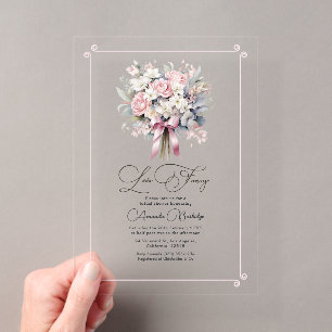 Pastel Floral Romantische Liebe Extravagantes Brau Acryleinladungen