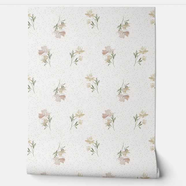 Pastel Floral Scatter Wallpaper Tapete (Abrollen)