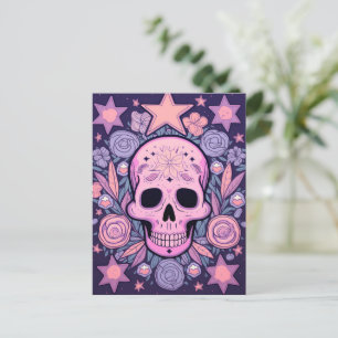 Pastel Floral Skull Art Postkarte