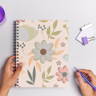 Pastel Floral Spiral Notebook - Minimalistisch Sty Notizbuch