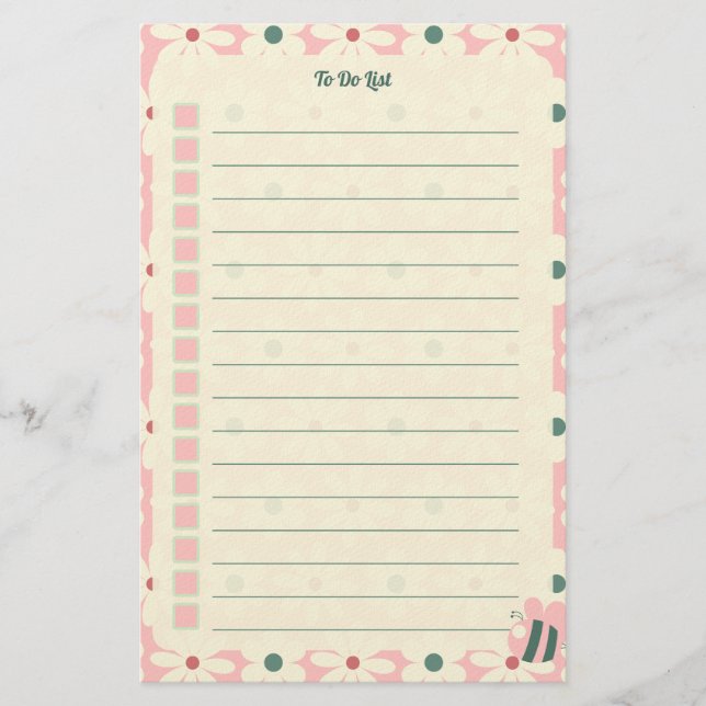 Pastel Floral To Do List Planner Design Briefpapier (Vorderseite)