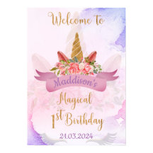 Pastel Floral Unicorn Geburtstagsparty Willkommen