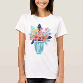 Pastel Floral Vase Illustration T - Shirt
