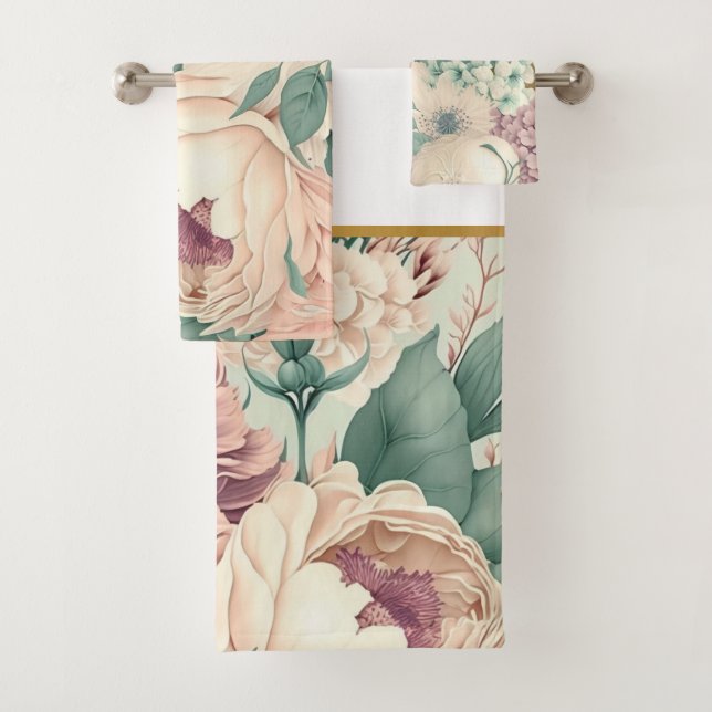 PASTEL FLORAL VINTAG GARTEN BADEZIMMER TOWEL SET (Insitu)