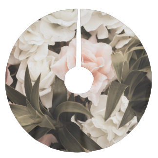 Pastel Floral Vintag: Zeitlose Eleganz Polyester Weihnachtsbaumdecke