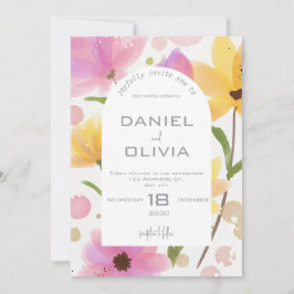 Pastel Floral Watercolor Hochzeit Einladung