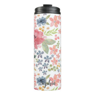 Pastel Floral Watercolor Thermal Tumbler - Stilvol Thermosbecher