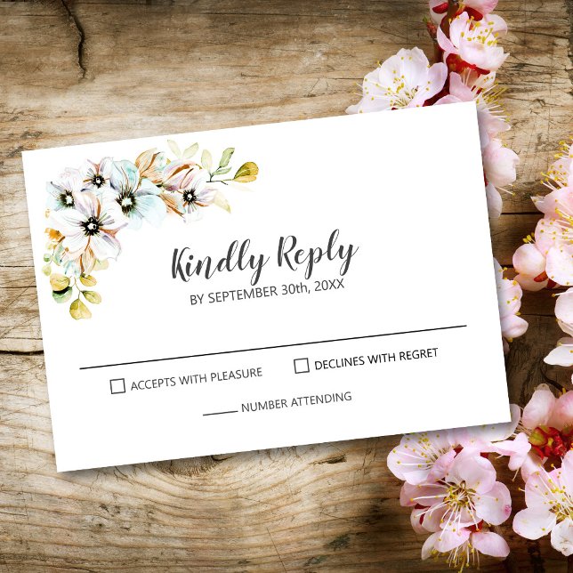 Pastel Floral Wedding RSVP Karte (Von Creator hochgeladen)