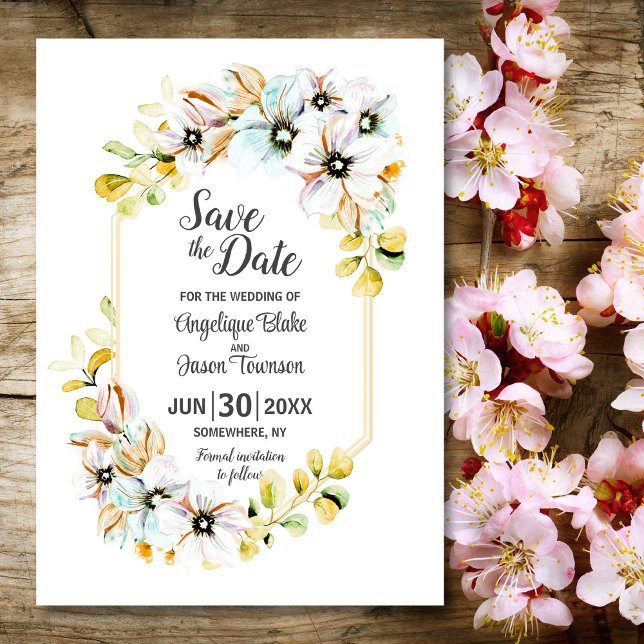Pastel Floral Wedding Save The Date (Von Creator hochgeladen)