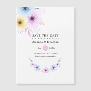 Pastel Floral Wedding Save the Date Magnetkarte