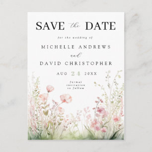 Pastel floral Wedding Save the Date Postcard Einladungspostkarte