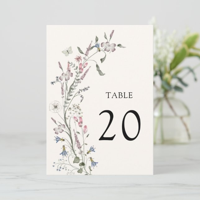 Pastel Floral Wedding Tischnummer (Stehend Vorderseite)