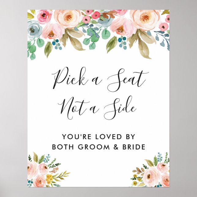 Pastel Floral Wedding Zeremonie Wählen Sie ein Seg Poster (Vorne)