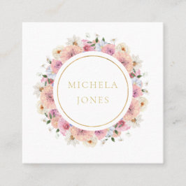 Pastel Floral Womens Eleganter Designer Circle Quadratische Visitenkarte
