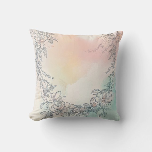 Pastel Floral Wreath Kissen (Vorderseite)
