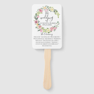 Pastel Floral Wreath Wedding Program Fans Fächer