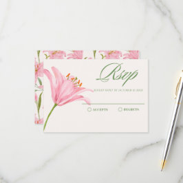 Pastel florale Lilie rosa grün RSVP Karte