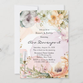 Pastel Florals Alkohol Tinte Brunch und Bubbly Einladung