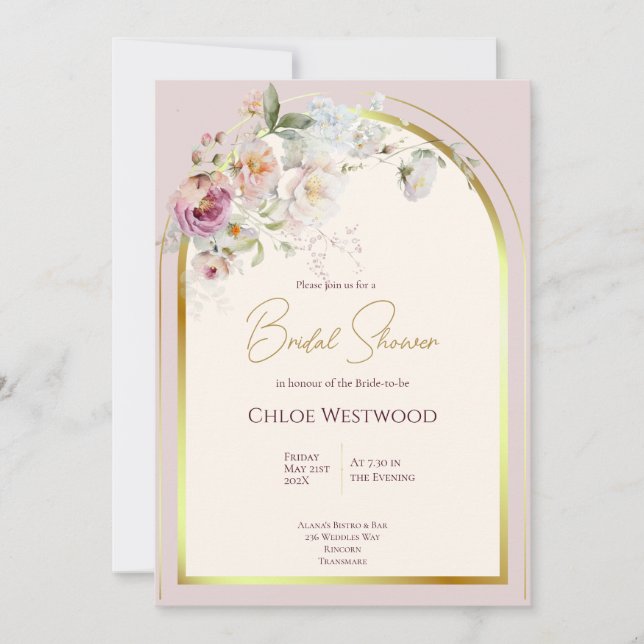 Pastel Florals Bridal Dusche Einladung (Vorderseite)