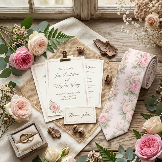 Pastel Florals Ivory Watercolor Pattern Krawatte (Von Creator hochgeladen)