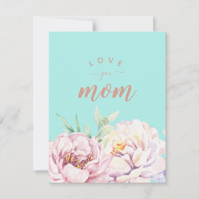 Pastel Florals Liebe Mama Minimalistische Flachkar (Vorderseite)