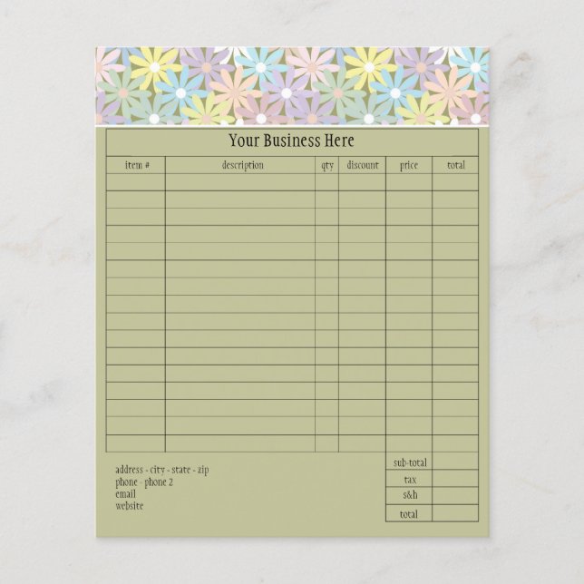 Pastel Florals Small Order Form (Vorderseite)