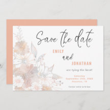 Pastel Florals Wedding Coral Save the Date