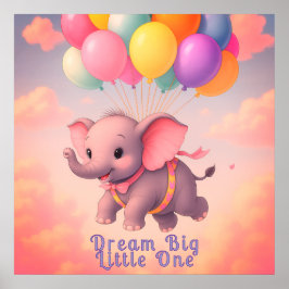 Pastel Flying Baby Elephant, maßgeschneidertes Kin Poster