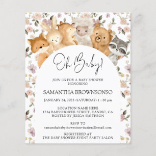 Pastel Forest Animals Oh Baby Dusche Budget Flyer