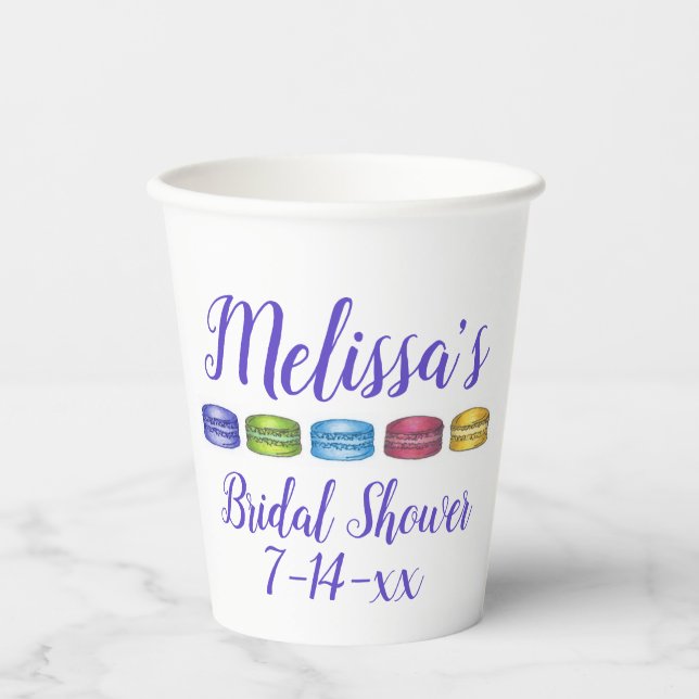 Pastel French Macaron Cookie Brautparty Pappbecher (Vorderseite)