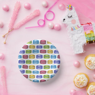 Pastel French Macaron Cookie Brautparty Pappteller