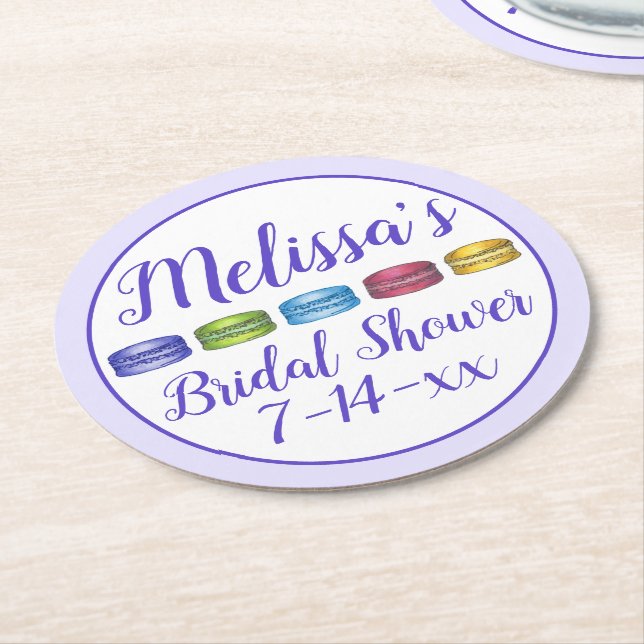 Pastel French Macaron Cookie Brautparty Runder Pappuntersetzer (Angewinkelt)