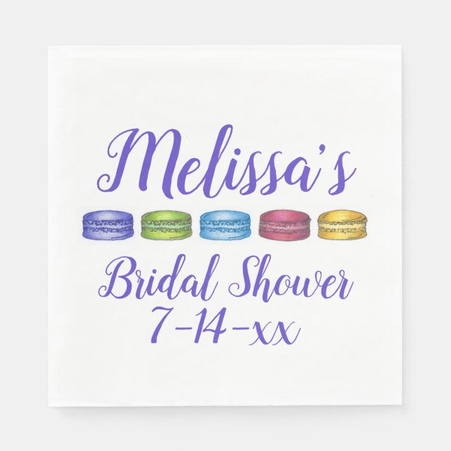 Pastel French Macaron Cookie Brautparty Serviette (Vorderseite)