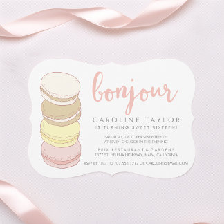 Pastel French Macarons 16 . Geburtstag Einladung