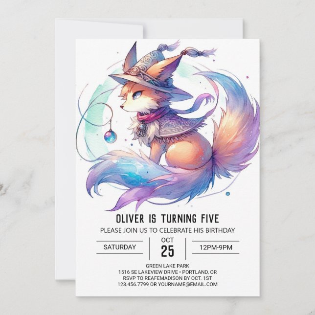 Pastel Fun Fox Geburtstag Einladung (Vorderseite)