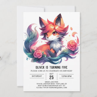 Pastel Fun Fox Geburtstag Einladung