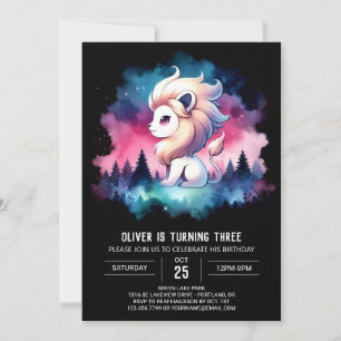 Pastel Fun Lion Birthday Einladung