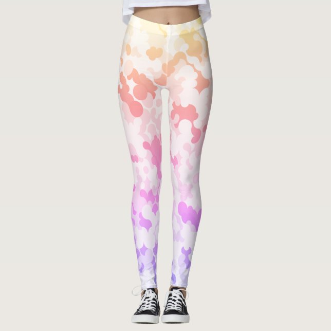 Pastel Funky Eclectic Boho Abstrakt Cloudy Sunset Leggings (Vorderseite)