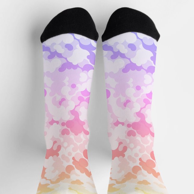 Pastel Funky Eclectic Boho Abstrakt Cloudy Sunset Socken (Oben)