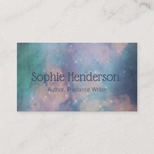 Pastel Galaxy und Navy Blue Writer Author Creative Visitenkarte (Vorderseite)