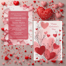 Pastel Galentine's Day Party Herzen Modern Elfenbe