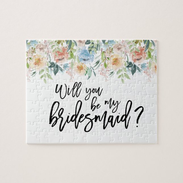 Pastel Garden Floral Bridesmaid Vorschlag Puzzle (Horizontal)