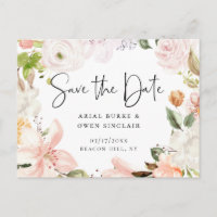Pastel Garden Floral Wreath Save the Date
