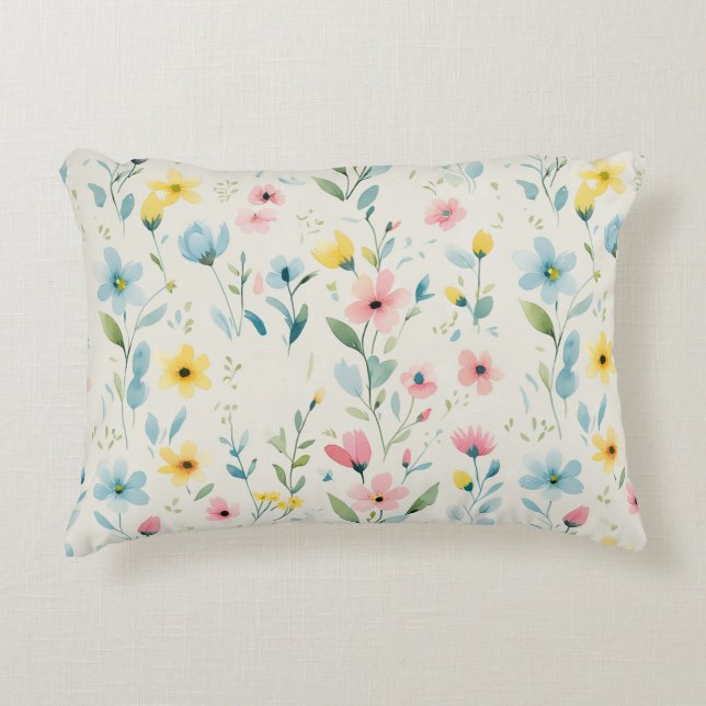 pastel garden watercolor florals dekokissen (Vorderseite)