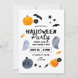 Pastel-Geister-Halloween-Einladung für Kleinkinder Einladung